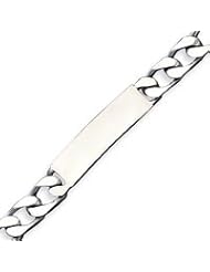 Sterling Silver 7.5 Inch Engraveable Antiqued Figaro Link ID Bracelet - 7.5 Inch