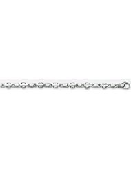 7mm X 5mm 14k Fancy White Gold Link Bracelet 7"