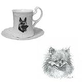 Pomeranian Cup and Saucer, Porcelain by Rosalinde