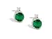 14K White Gold Round Created Emerald and Diamond Earrings