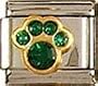 Clearly Charming May Emerald Color Paw Print Birthstone Cat Dog Bear Animal Theme Italian Charm