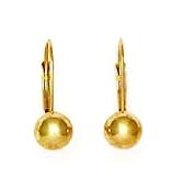14k Yellow Ball Lever-Back Earrings