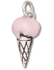 Genuine Raposa Elegance (TM) Enamel Strawberry Ice Cream Cone Charm Pendant (16 x 8 mm). 100% Satisfaction Guaranteed.