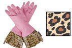Gloveables Pink Rubber Gloves with Cheetah Trim
