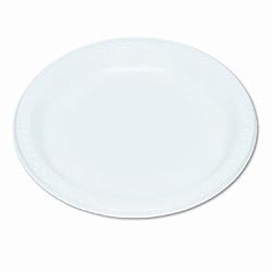 9" Plastic Round Plates, Reusable/Disposable, 125/PK, White, Sold as 1 pack