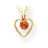 14k 3mm Citrine Heart Birthstone Pendant Child Chain 15 Inch