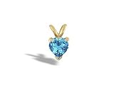 14K Yellow Gold Genuine Heart Blue Topaz Pendant