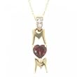 Garnet & Diamond Heart Pendant Necklace Crafted in Yellow Gold MOM - 18 Inch