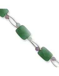 Sterling Silver Amazonite/Aventurine/Amethyst Bracelet QH2226-8"