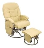 Babylo Deluxe Leatherette Glider & Stool Cream Beige