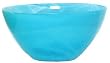 Colorful Recycled Art Glass Aqua Blue Medium Salad Bowl 8.5"D 5"H Set/2
