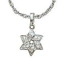 Diamond (.10 ctw) Jewish Star Pendant in 14K White Gold With 16 inch Chain