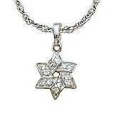 Diamond (.10 ctw) Jewish Star Pendant in 14K White Gold
