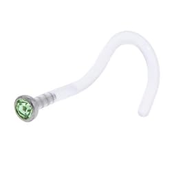 18 Gauge Green Gem Bioplast Nose Ring