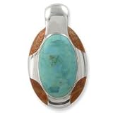 .925 Silver, Turquoise and Red Coral Pendant