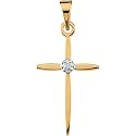 14K Yellow Gold Diamond Cross Pendant
