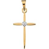 14K Yellow Gold Diamond Cross Pendant