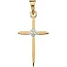 14K Yellow Gold Diamond Cross Pendant