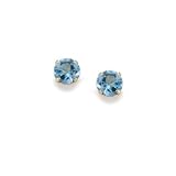 14k Yellow Gold Four Prong 4mm Genuine Swiss Blue Topaz-December Stud Earrings