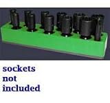3/8 In Drive Swivel / Impact Metric Socket Organizer w/ Magnetic Base - Dark Green