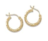 14KT 2MM Diamond Cut Hoop Earrings
