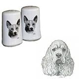 Cocker Spaniel Small Salt and Pepper Shakers, Porcelain by Rosalinde (3')