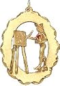 Artist Painting on Open Oval Disc, 14K White Gold Charm