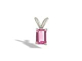 14K White Gold Emerald-cut Created Pink Sapphire Pendant