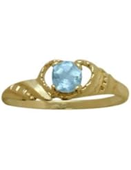 14 Karat Yellow Gold Genuine Blue Topaz Gemstone Baby Ring