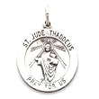 St. Jude Thaddeus Sterling Silver Pendant.20" Steel Necklace Chain