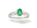 14K White Gold Genuine Oval Emerald and Diamond Filligree Ring