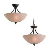 Sea Gull Lighting 77385-831 Stockholm Two-Light Pendant, Espresso Finish with Etched Seeded Cafe Tint Glass Shade