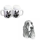 Basset Hound Large Salt and Pepper Shakers, Porcelain by Rosalinde (4')