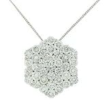 Prong Set Round Brilliant Thirty Seven Stone Cluster Pendant in 18ct White Gold