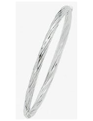 4mm 14k Fancy White Gold Bangle Bracelet