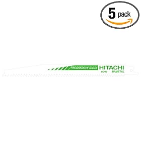 Hitachi 725360 8-Inch, HCS, Wood Cutting Reciprocating Saw Blades - 5 Pack by Hitachi