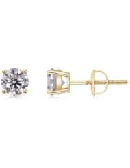 0.75 ct Solitaire Diamond Stud Earrings in Yellow Gold