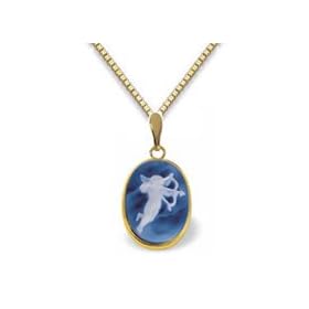 Genuine Agate Cameo Angel Pendant by
