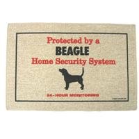 Beagle Home Security System Doormat (Taupe background/ red and black lettering, 18' x 27')