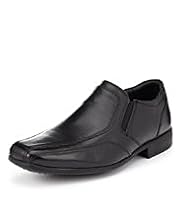 Leather Square Toe Wide Fit Slip-On Shoes