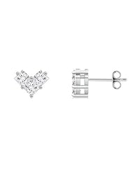 0.96 ct Three Stone Princess Diamond Stud Earrings