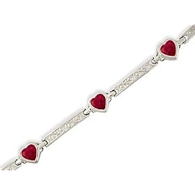 14K White Gold Genuine Heart Ruby Bracelet by Ruby Bracelets