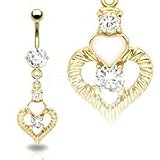 Body Accentz™ Belly Button Ring Navel Gold Plated Heart CZ Solitaire Body Jewelry 14 Gauge Body Accentz™ Belly Button Ring Navel Gold Plated Heart CZ Solitaire Body Jewelry 14 Gauge