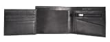 BLACK LEATHER MEN'S WALLET DOUBLE TRI-FOLD W ID HOLDER