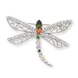 Sterling Silver Multi-color CZ Dragonfly Pin
