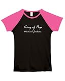 KING OF POP MICHAEL JACKSON on Fitted Ladies Cap-Sleeve Baseball T-Shirt (in 6 colors)