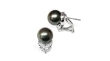 18K white gold Elaine Black Tahitian cultured pearl and diamond earring