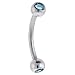 18 Gauge 5/16 Aquamarine Double Gem Eyebrow Ring 3mm