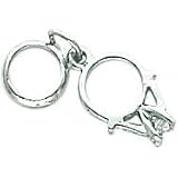 14K White Gold Wedding Rings w CZ Charm