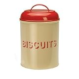 Cream/Red Lid Enamelled Biscuit Bin